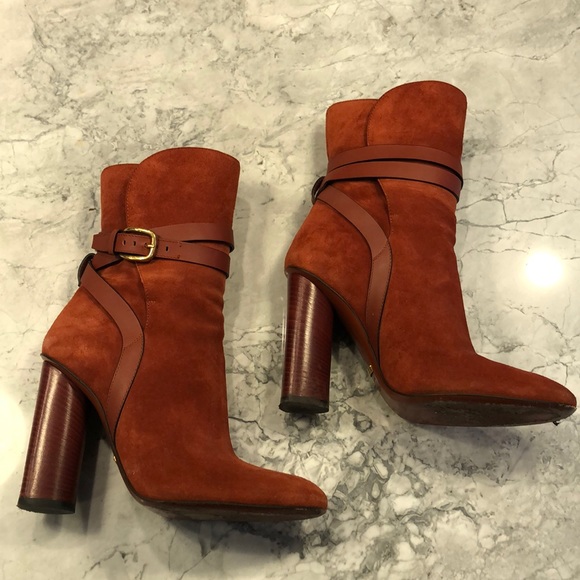 Gucci Suede boots 38.5 rust orange - Picture 2 of 8